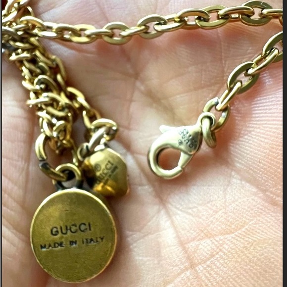 Gucci Gold and Black Bee Necklace and the leopard head also on necklace - Picture 2 of 11